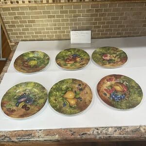 VTG. Signed Rochard Limoges France Fruit/Dessert Plates. Set of 6
